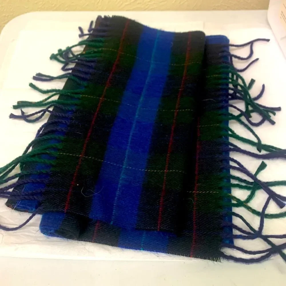 Authentic Vintage DIOR Blue Black Stripe Scarf Cashmaire Preloved